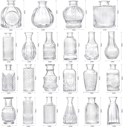 32pcs Glass Bud Vase Set, Small Vintage Glass Vase, Mini Vases for Flowers for Wedding, Party, Home or Table Decoration