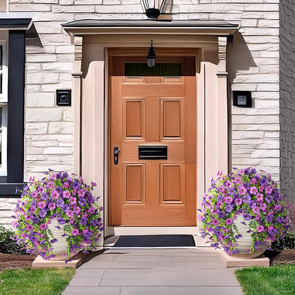 Artificial Faux Flowers Plants for Outdoor Spring Summer Decoration, 2PCS Fake Silk Daisy Flowers No Fade UV Resistant Realistic for Outside Home Planter Porch Patio Balcony Yard Decor (Purple)