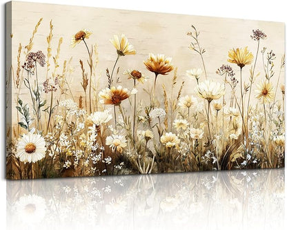 hyidecorart Large Flower Wall Art for Living Room Botanical Farmhouse Wall Decor Nature Abstract Picture for Bedroom Office Elegant Floral Canvas Prints Artwork Home Decorations Ready to Hang 30"X60"