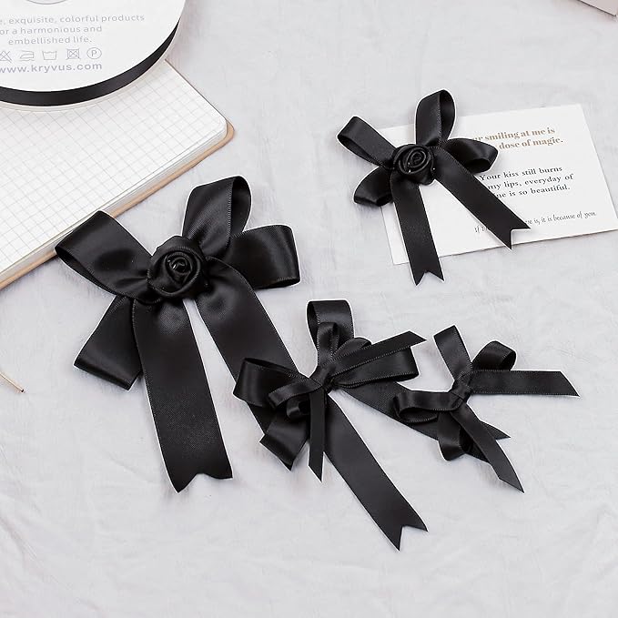 Black Satin Ribbon, Double Faced 3/8 Inch X 50 Yards Black Ribbon, Premium Satin Ribbon for Gift Wrapping, Crafts, Hair Bow Making, Sewing, Flower Bouquet, Wedding Party Decor