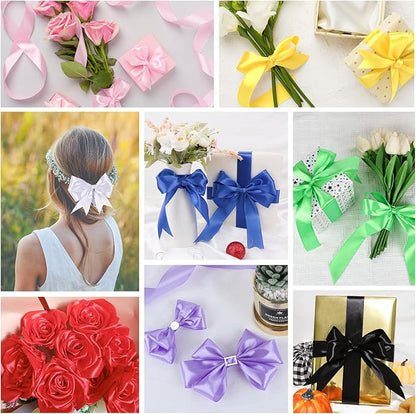 NESCCI 200 Yards Ribbon,1-1/2 Inch Satin Ribbon,Single Face Satin Ribbons, Perfect for Gift Wrapping,Wedding Decoration,Handmade Bows,Wrapping Bouquet, Halloween, Christmas