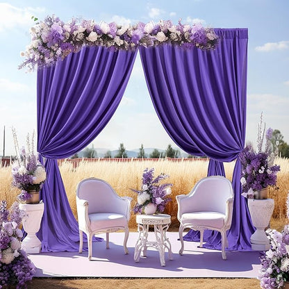 Purple Backdrop Curtains 2 Panels-Wrinkle-Free Purple Curtains Polyester Photography Drapes for Baby Shower Birthday Party Photo Background Backdrop Stand- 8 X10FT