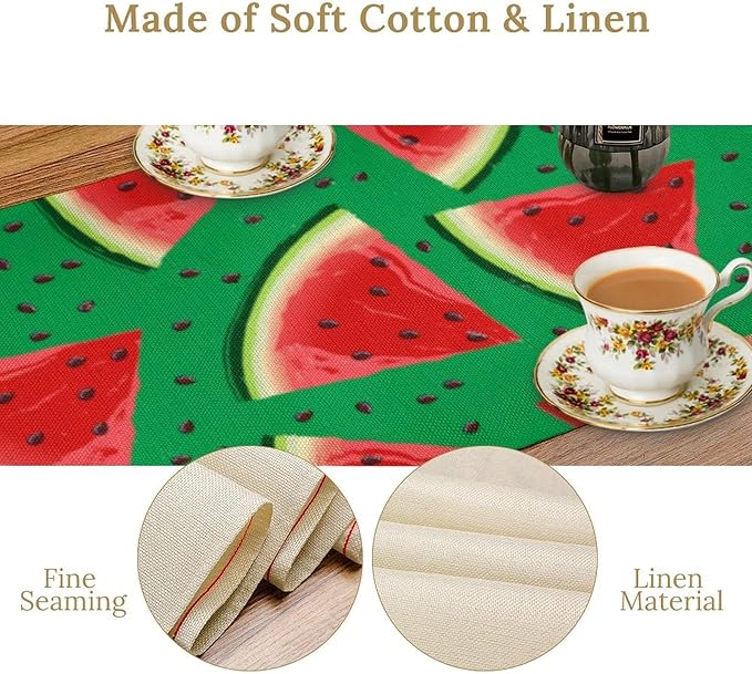 Watermelon Table Runner,Summer Fruit Tropical Birthday Party Decoration Dining Room Home Kitchen Table Decor 13 x 36In