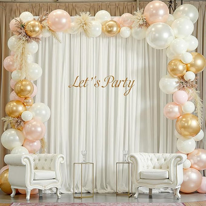 10ft x 10ft Beige Backdrop Curtains, Wrinkle-Free Sheer Chiffon Fabric Photo Backdrop Drapes for Wedding Arch Party Ceremony Stage Photography Decorations