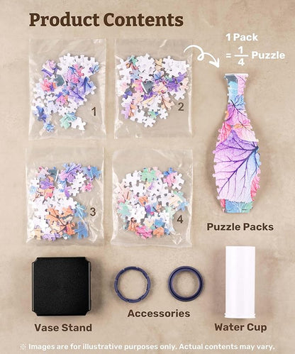 Pintoo 3D Puzzle Vase Unique Flower Vase Made by 160 Curved Plastic Puzzle Pieces House Warming Gift for Flower Arrangements and Home Decoration - [S1032] (Classic, Indigo Age)