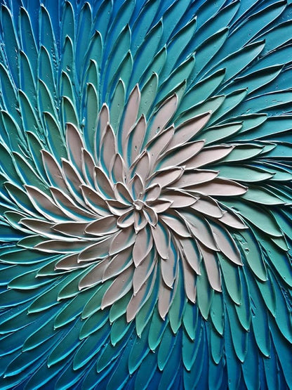 YaSheng Art - 3D Metallic Bead light Blue and Silver Texture Oil Painting on Canvas Abstract Art Pictures Canvas Wall Art Paintings Modern Home Decor Abstract Paintings Ready to hang 30x30inch