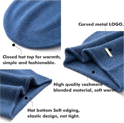 QUEENFUR Knit Slouchy Beanie Hats for Women Cashmere Ski Cap Knitted Wool Soft Warm Winter Hat