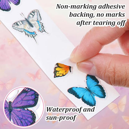 500 Sheets Butterfly Stickers Roll Colorful Butterflies Stickers Spring Butterflies Gift Sticker Roll Colorful Butterfly Label Sticker for Gifts Cards Scrapbook Daily Decorations