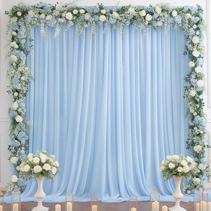 10x10 Blue Tulle Backdrop Curtains for Parties, Sheer Backdrop Curtain Wedding Photo Background Drapes for Baby Shower Photography Birthday Party