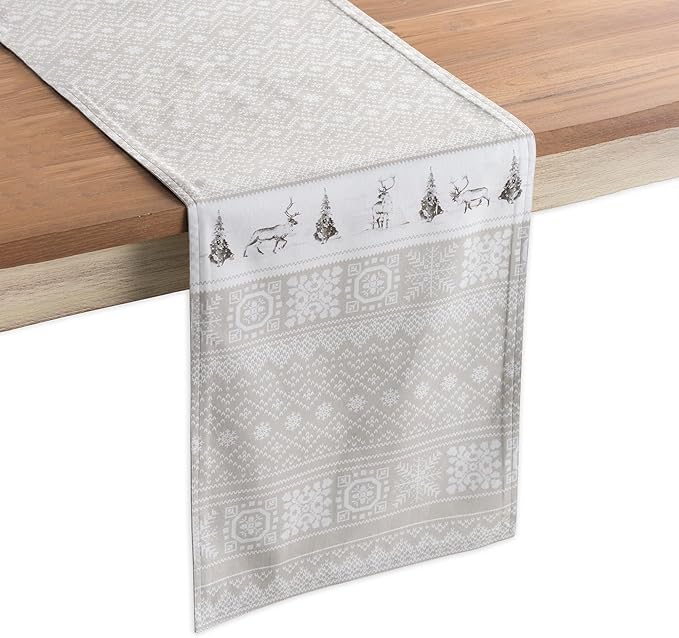 Maison d' Hermine Table Runner 100% Cotton Single Layer Table Runners 48 inches Long for Thanksgiving Christmas Decorations Home Kitchen Dining Party Wedding (Cozy Christmas, 14.5" x 48")