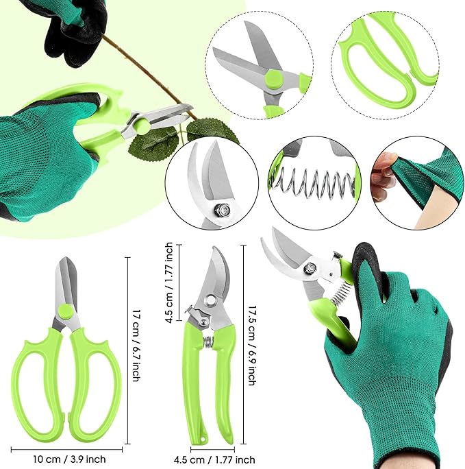 WILLBOND 121 Pcs Floral Arrangement Tool Kit Rose Thorn Remover Pruner Trimmer Gloves 22/26 Gauge Paddle Tie Stem Pearl Corsage Pin Pruning Shears, Florist Garden Tool Gift Kit for Women(Green)