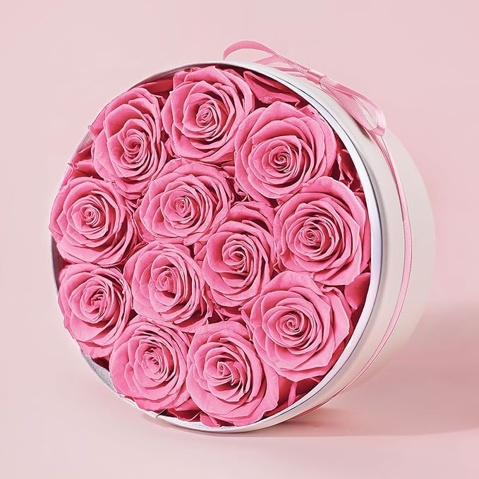 FIACO Gifts for Women Preserved Flowers in a Box-12 Forever Real Rose Flowers for Delivery Prime Birthday Gifts for Mom Grandma Wife Girlfriend Sister Fresh Flowers Eternal Rose