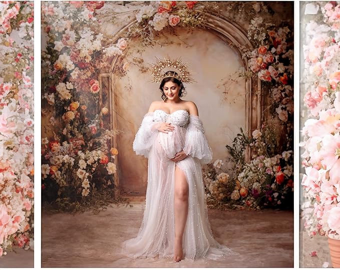 Kate Flower Wall Backdrops Arch Pregnant Wedding Party Supplies Photo Shoot Portrait Photo Background, 10x10ft