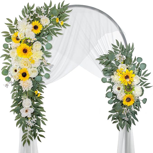 Wedding Arch Flowers, Artificial Flowers for Decoration, Large Flower Swag for Boho Styles Wedding Ceremony Floral Decor - Pack of 2