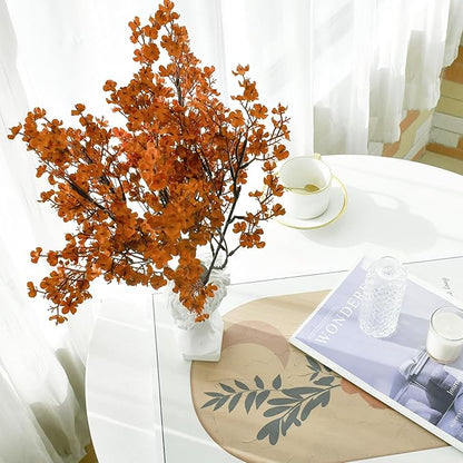 Mandy's Burnt Orange Artificial Baby’s Breath European Flowers 15 Bundles Silk Gypsophila with Bendable Stems for Fall Thanksgiving & Christmas Centerpiece Wedding Decor and Table Arrangements