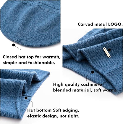 QUEENFUR Knit Slouchy Beanie Hats for Women Cashmere Ski Cap Knitted Wool Soft Warm Winter Hat