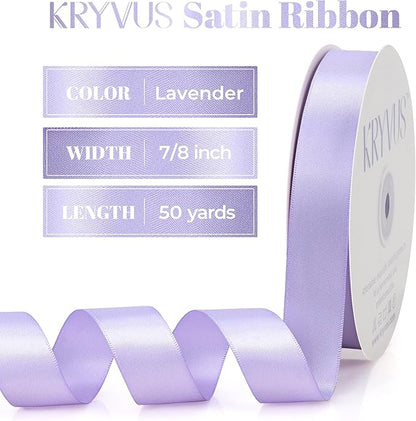 Lavender Satin Ribbon, Double Faced 7/8 Inch X 50 Yards Lavender Ribbon, Premium Satin Ribbon for Gift Wrapping, Crafts, Hair Bow Making, Sewing, Flower Bouquet, Wedding Party Decor