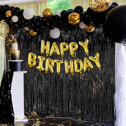 3 Pack Black Fringe Backdrop Streamers Halloween Party Decorations Black Tinsel Foil Curtains Photo Booth Backdrop Birthday Wednesday Twilight Graduation Wizard Party Decorations Supplies