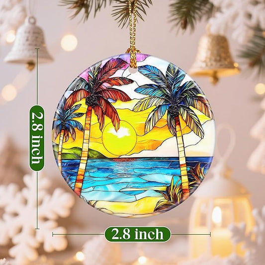 Christmas Ornaments: Christmas Tree Decorations, Beach Sunset Holiday Decor, Stocking Stuffers, Gift Ideas, Xmas Gift, Summer Vibes Gifts & Gifts for Beach Lover