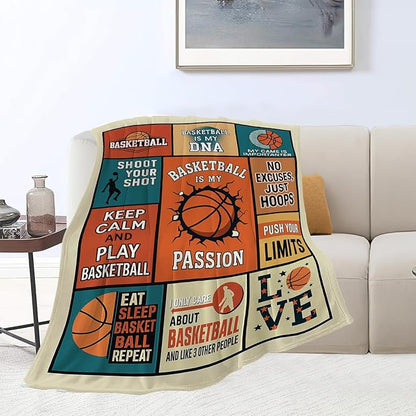 Basketball Blanket for Boys Basketball Sport Throw Blanket Soft Cozy Fleece Fuzzy Stuffed Plush Flannel Gifts for Girls Women Kids Adults 60"X80"