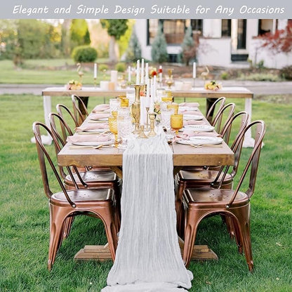 12 Pack 13Ft Cheesecloth Table Runner 35x157 Inch Boho Gauze Table Runner Cheese Cloth Long Table Runner Rustic Table Runner for Wedding Bridal Shower Birthday Party Table Decor (White)