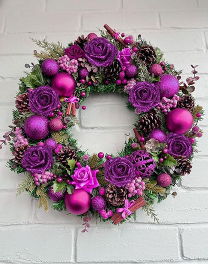 Purple Roses 30PCS Purple Glitter Flowers Bouquet 3.15" Artificial Roses with Stems for DIY Wreath Wedding Christmas Home Party Decor