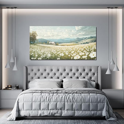 Canvas Wall Art Decor Wall Art Pictures for Living Room Canvas Art Wall Decor Green White Nature Wall Art Prints Artwork for Walls Vintage Landscape Wall Art Decorations Home Office Decor 20" X 40"