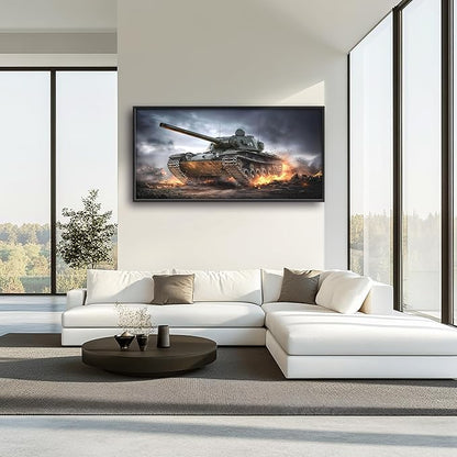 Military Tank Large Wall Art Framed Wall Decor for Living Room Tank Pictures Oversized Canvas Print Painting Modern Extra Large Artwork for Bedroom Office Home Decor 60"x30"