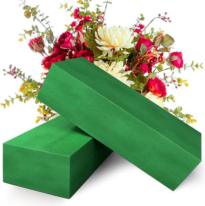 Max Shape Pack of 2 Large Size Floral Foam Blocks for Fresh and Artificial Flowers (9” L x 4” W), Wet Florist Foam Blocks for Wedding Holiday Decorations (2 Pack)