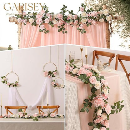 5FT Artificial Rose Flower Burgundy Fake Floral Garland for Wedding Ceremony Backdrop Arch Flowers Table Centerpieces Decorations