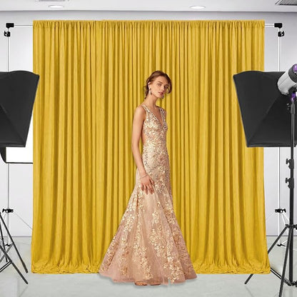 10 x 10 Feet Gold Backdrop Curtain for Partie, Background Curtains for Photoshoot, Birthday, Wedding, Halloween, Thanksgiving, Christmas Day, New Year Party Decorations 5Ft x 10Ft, 2 Panels