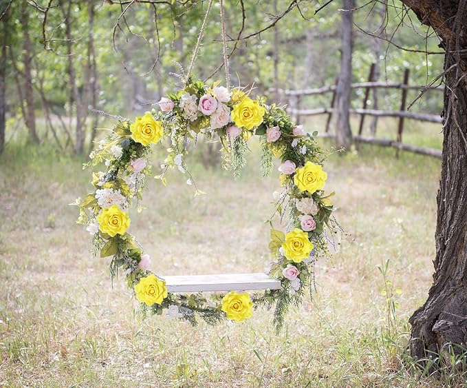 Artificial Flowers - 16pcs Yellow Fake Roses, 4.3" Velvet Roses for Wedding Bouquet, Home Party & Garden Decorations