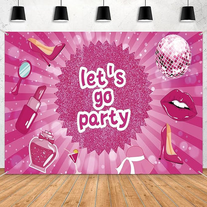 7x5ft Shiny Pink Neon Happy Birthday Decoration Backdrop for Princess Lady Girls Women Theme Party Glitter Pink Bokeh Table Wall Decorations Banner Sparkle Birthday Photo Booth Background
