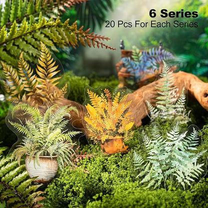 Fern Plant-Themed PET Sticker Set, 120Pcs Botanical Stickers for Scrapbooking, Journaling, Junk Journal Supplies, and DIY Crafts
