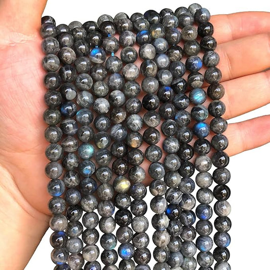 8MM 45PCS Natural Labradorite Gemstone Crystal Spacer Loose Beads for Jewelry Making DIY Bracelet 15 Inches 1 Strand A Grade