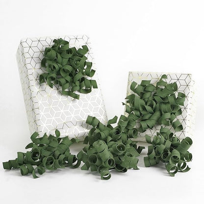 HUIHUANG Moss Green Bows for Gift Wrapping, Green Curly Ribbon Bows Self Adhesive Burst Gift Bow for Presents, Wine Bottle, Treat Bags, Wrap Accessories, Christmas, Wedding Party Favor - 6 Counts