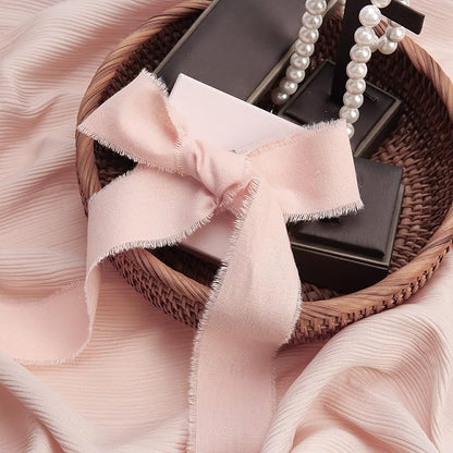 Dusty Pink Ribbon 1-1/2 x 15 Yards Handmade Cotton Frayed Fringe Fabric Ribbons for Crafts Flower Bouquets Wedding Baby Shower Home DIY Decor