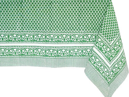 ATOSII Queen Green 100% Cotton Tablecloth, Handblock Print Rectangle Table Cover for Kitchen Dining I Tabletop Linen I Parties, Thanksgiving, Christmas, Wedding, Fall Table Cloth 60 X 90 Inches