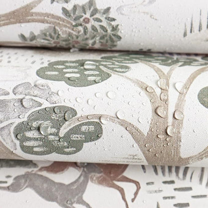 Erfoni 16.9"x118" Boho Peel and Stick Wallpaper Forest Green/Brown/White Contact Paper DIY Self Adhsive Wallpaper Waterproof Removable Peel and Stick Wall Paper for Bedroom Accent Walls Decor