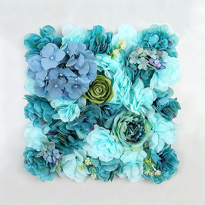 Flower Wall Backdrop, 12PCS 10.6"-15.7" Artificial Flower Wall Panel with Various Styles, 3D Floral Wall Decor for Wedding Photo Background Festive Party Home Decoration (L008, 15 * 15in)