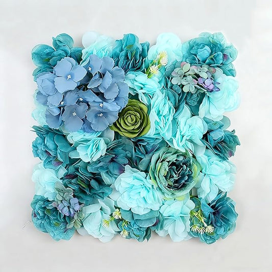 Flower Wall Backdrop, 12PCS 10.6"-15.7" Artificial Flower Wall Panel with Various Styles, 3D Floral Wall Decor for Wedding Photo Background Festive Party Home Decoration (L008, 15 * 15in)
