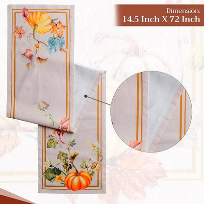Maison d' Hermine Table Runner 100% Cotton Single Layer Table Runners 72 inches Long for Thanksgiving Christmas Decorations Home Kitchen Dining Party Wedding (Potiron, 14.5" x 72")