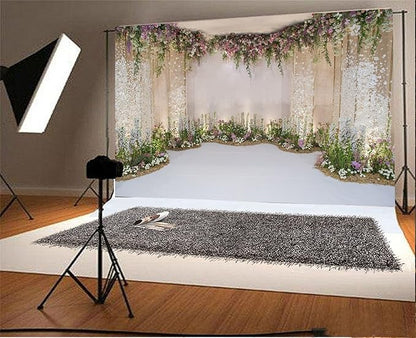 AOFOTO 10x7ft Wedding Backdrop Romance Archway Bridal Shower Flowers Wall Curtain Cradle Ceremony Banner Background for Photography Vinyl Anniversary Birthday Party Decoration Photoshoot Studio Props