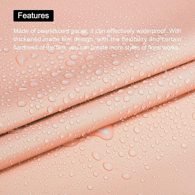 MECCANIXITY 10 Pcs Flower Wrapping Paper 22.8x22.8 Inch Waterproof Florists Wrapping Paper for Florist Bouquet Supplies, DIY Crafts, Gift/Gift Box Packaging Pink