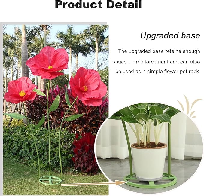 5.9 Ft Large Paper Artificial Flowers,Giant Flowers for Decoration,Standing Huge Handcrafted Poppy Flowers for Garden,Hotel,Office,Photography Props,Wedding,Art Gallery,Shop Window Display(B-Red)