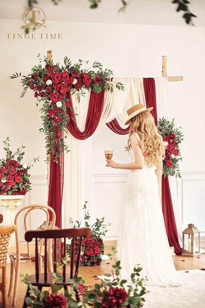 TINGE TIME Artificial Arch Flowers Kit Pack of 5, Wedding Decorations for Reception with Hanging Flowers, Wedding Arch Silk Floral Arrangements Ceremony Backdrop Bridal Shower Outdoor Party Decor