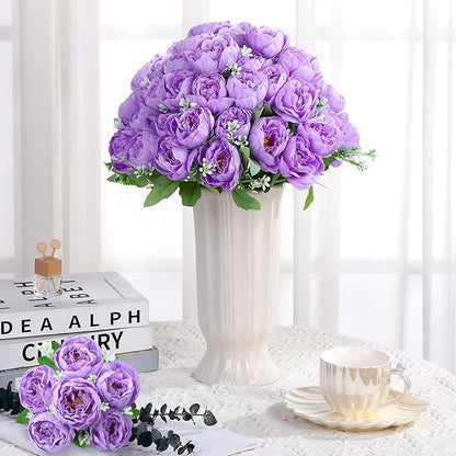 8 Pack Purple Peonies Artificial Flowers, Fake Silk Hydrangea Bouquet for Bridal Wedding Home Table Decor Reusable Dining Opening Ceremony Birthday Arrangement Faux Floral