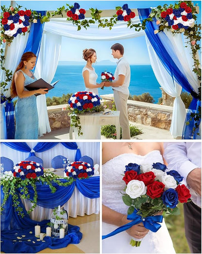 50Pack Artifical Flowers Bulk, Realistic Roses Bouquet with Long Stem for DIY, Wedding and Home Décor