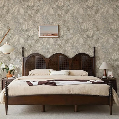 Gray Leaf Peel and Stick Wallpaper Grey White Floral Contact Paper Easy Peel Off Self-Adhesive Removable Stick on Wall Paper for Kitchen Cabinet Drawer 17.71" X 236.2"