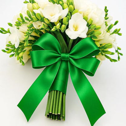Fullive 1 1/2 Inch Green Ribbon, 30 Yards Green Ribbon for Gift Wrapping for St. Patrick's Day Party Favors, Polyester Christmas Ribbon for Christmas Decorations Wrapping Bouquet Floral Arrangements